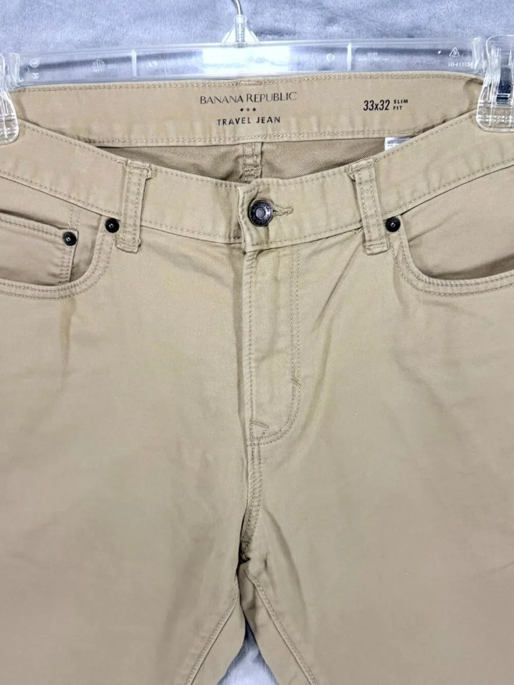 Banana Republic Traveler Jeans Men's 33x32 Slim Fit Khaki Stretch Chino Pants